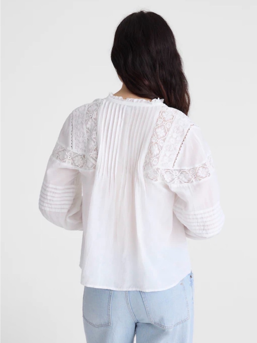 Madewell Ruffled High-Neck Pintuck Blouse size S - Picture 3 of 13